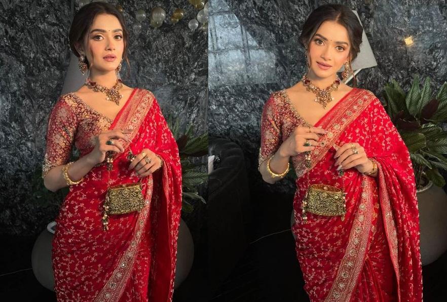 লাল শাড়িতে নজর কাড়লেন তানজিন তিশা